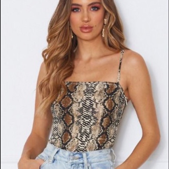 Snake print spaghetti strap bodysuit - Picture 3 of 6